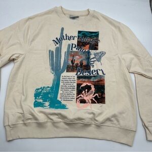 Modernlux cream graphic sweatshirt size L. “Mother Nature Paints the Desert” NWT